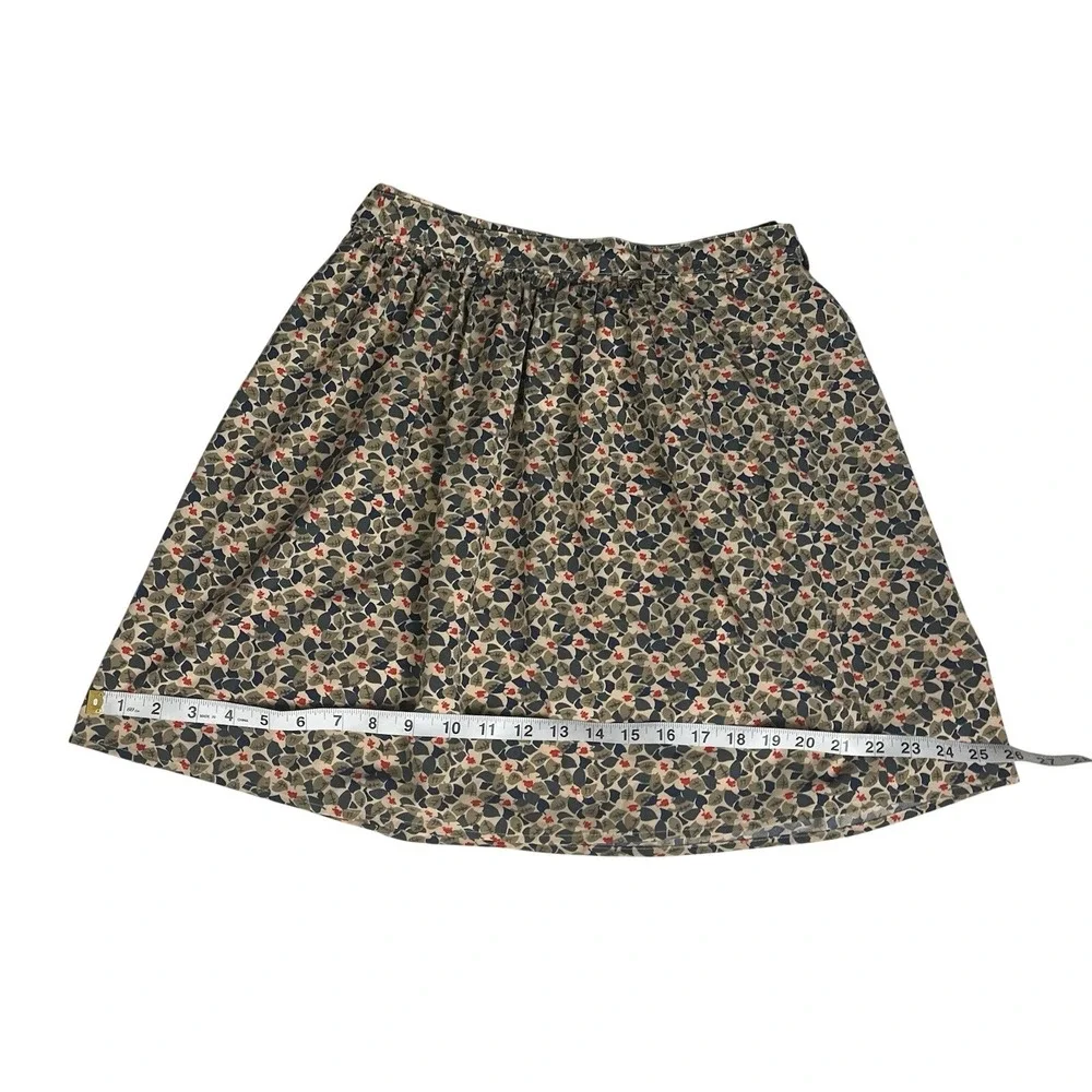 Canvas Land's End Womens Size 2 Floral Print Skirt‎ Belted Knee length Lined
